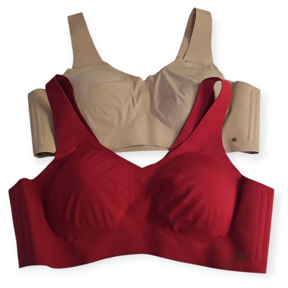 2x‎ HoneyLove Pullover Bras Plus Size 2X Nude, Maroon Removable Pads Shapewear